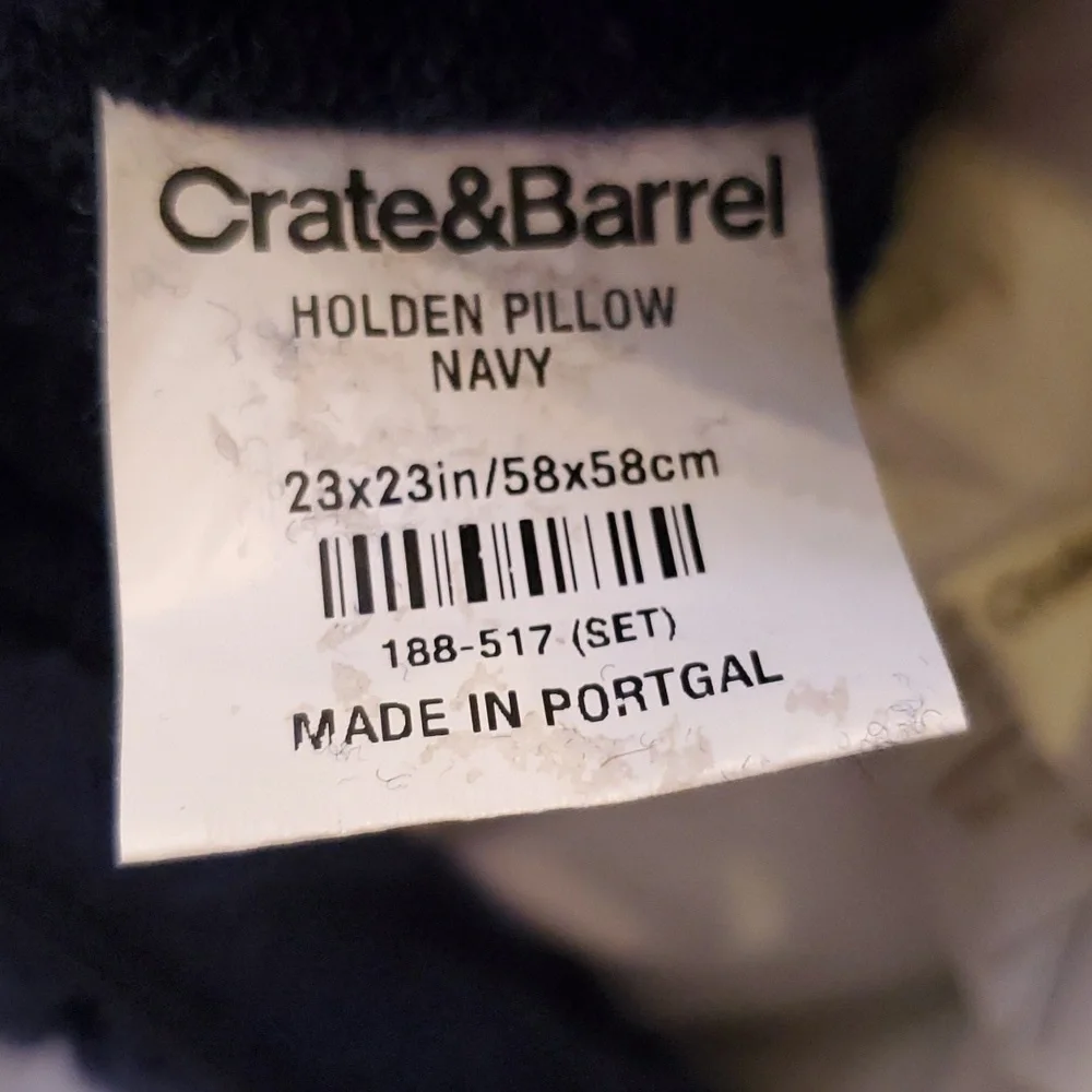 Crate&Barrel Holden Pillow Set of 2 Navy Wool Blend w/Crate&Barrel Inserts